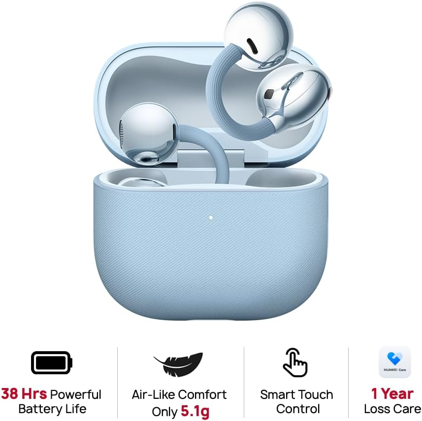 HUAWEI FreeClip 2 Open-Ear Clip-On Earbuds, Airy C-bridge design, Lightweight, 38H Battery, Fast Charge, Dual Driver, IP57 Waterproof & dust proof, Touch & Head-motion control, iOS & Android, Black